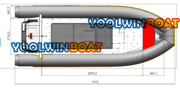 760 aluminum rescue motor rib boat structure